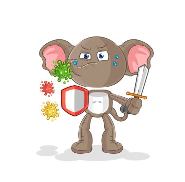 the elephant against viruses cartoon. cartoon mascot vecto