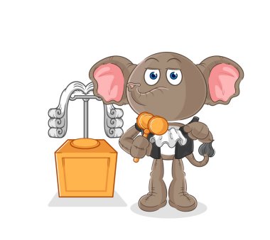 the elephant judge holds gavel. character vecto