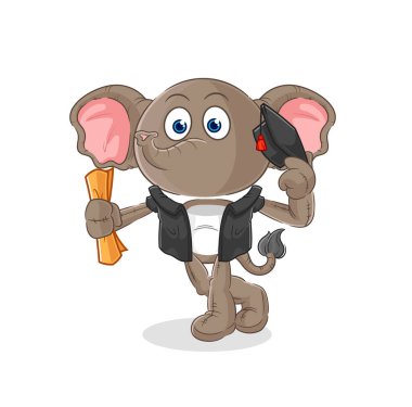the elephant graduation vector. cartoon characte