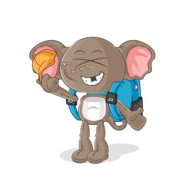 the elephant goes to school vector. cartoon characte