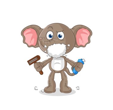 the elephant shave facial hair vector. cartoon characte