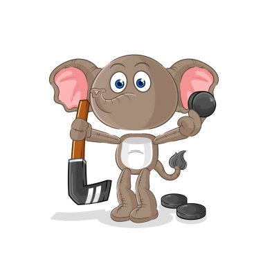 the elephant playing hockey vector. cartoon characte