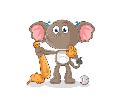 the elephant baseball Catcher cartoon. cartoon mascot vecto