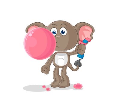 the elephant chewing gum vector. cartoon characte