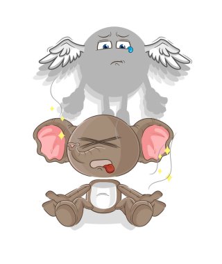 the elephant spirit leaves the body mascot. cartoon vecto