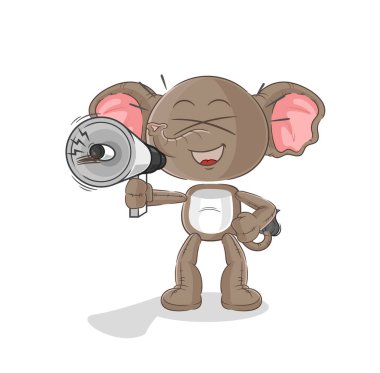 the elephant holding hand loudspeakers vector. cartoon characte