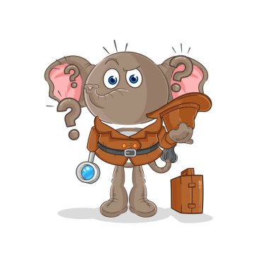 the elephant detective vector. cartoon characte