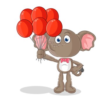 the elephant clown with balloons vector. cartoon characte