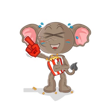 the elephant fan with popcorn illustration. character vecto