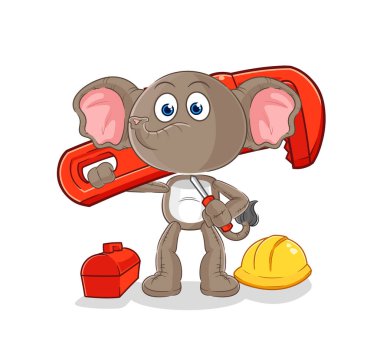 the elephant plumber cartoon. cartoon mascot vecto