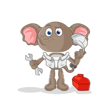 the elephant mechanic cartoon. cartoon mascot vecto
