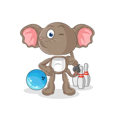 the elephant play bowling illustration. character vecto