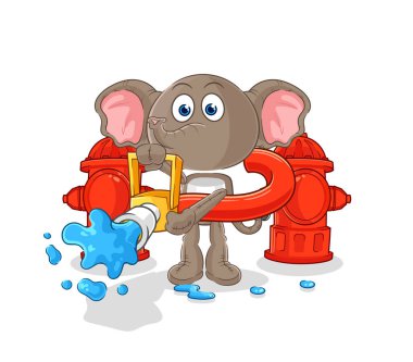 the elephant firefighter vector. cartoon characte