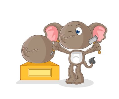 the elephant sculptor character. cartoon mascot vecto