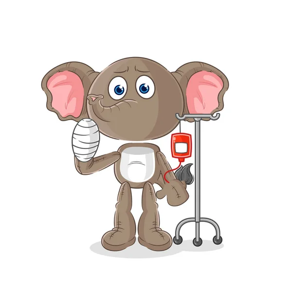 the elephant sick in IV illustration. character vecto