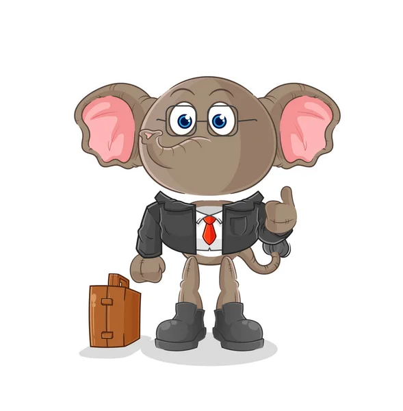 Elephant Office Worker Mascot Cartoon Vecto — Stock Vector