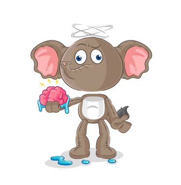 the elephant no brain vector. cartoon characte