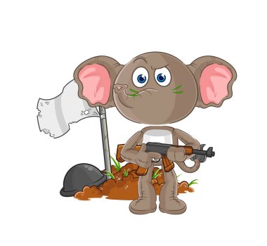 the elephant army character. cartoon mascot vecto