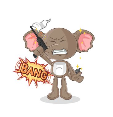 the elephant warning shot mascot. cartoon vecto