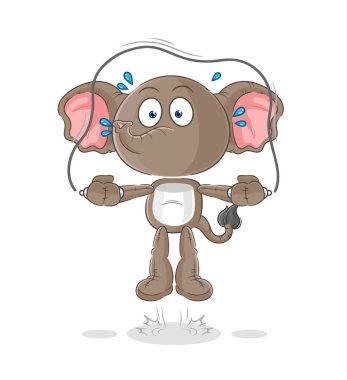 the elephant jump rope exercise. character vecto