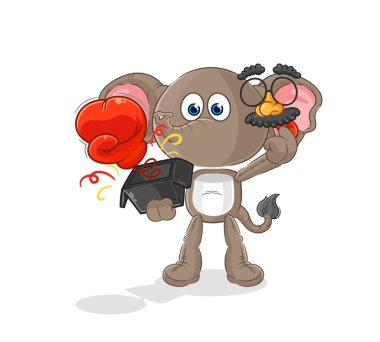 the elephant prank glove in the box. cartoon masco