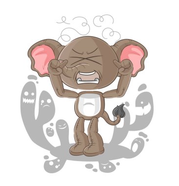 the depressed elephant character. cartoon vecto