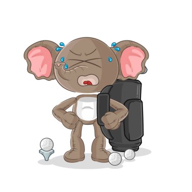the elephant with golf equipment. cartoon mascot vecto
