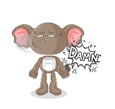 the elephant very pissed off illustration. character vecto