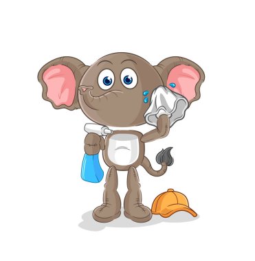 the elephant cleaner vector. cartoon characte
