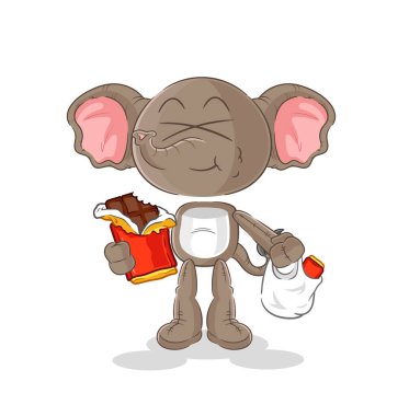 the elephant eat chocolate mascot. cartoon vecto