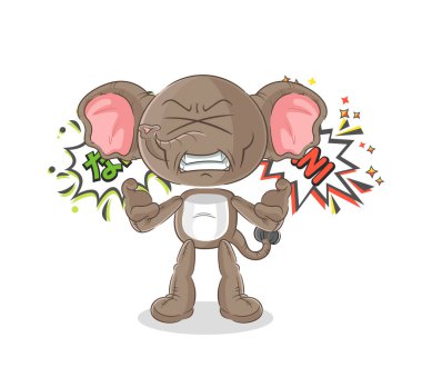 the elephant anime angry vector. cartoon characte