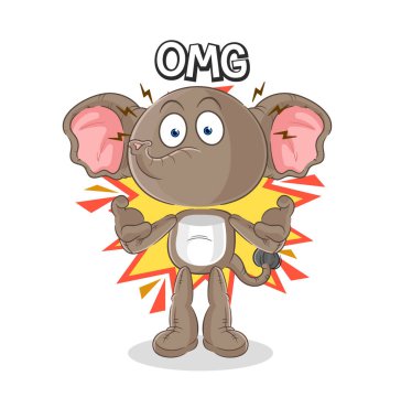 the elephant Oh my God vector. cartoon characte