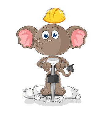 the elephant drill the ground cartoon character vecto