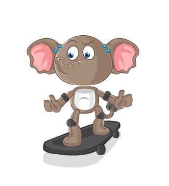 the elephant riding skateboard cartoon character vecto
