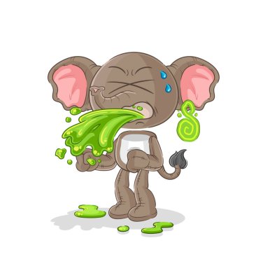 the elephant throw up cartoon. cartoon mascot vecto