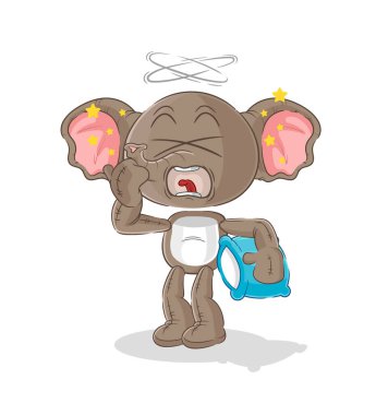 the elephant yawn character. cartoon mascot vecto