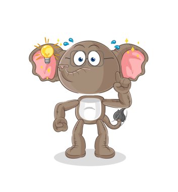 the elephant got an idea cartoon. mascot vecto