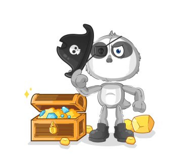 the sloth pirate with treasure mascot. cartoon vecto