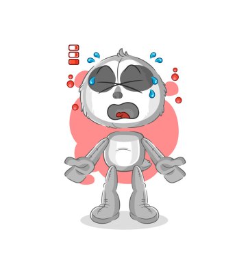 the sloth low battery mascot. cartoon vecto