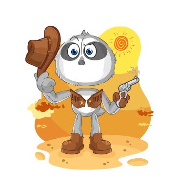 the sloth cowboy with gun character vecto