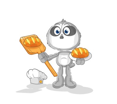 the sloth baker with bread. cartoon mascot vecto
