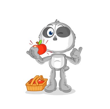 the sloth eating an apple illustration. character vecto