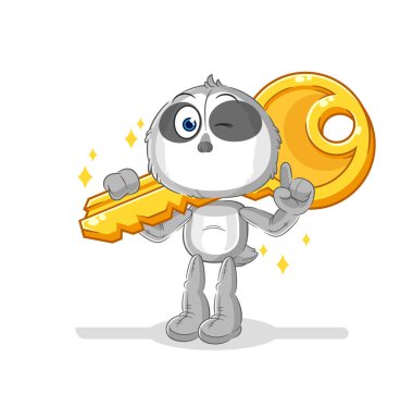 the sloth carry the key mascot. cartoon vecto