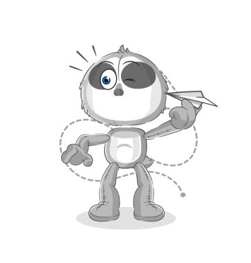 the sloth with paper plane character. cartoon mascot vecto
