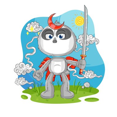 the sloth samurai cartoon. cartoon mascot vecto