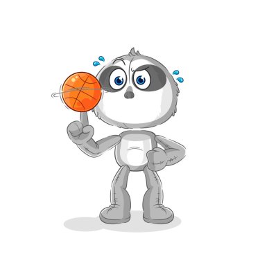 the sloth playing basket ball mascot. cartoon vecto