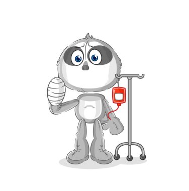 the sloth sick in IV illustration. character vecto