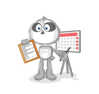 the sloth schedule list vector. cartoon characte