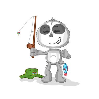the sloth fisherman illustration. character vecto