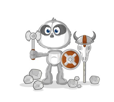 the sloth viking with an ax illustration. character vecto